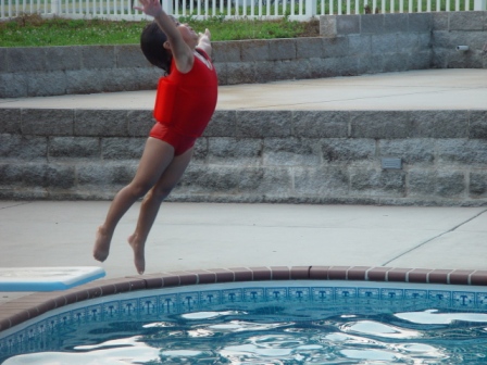 Kasen jumping from diving board